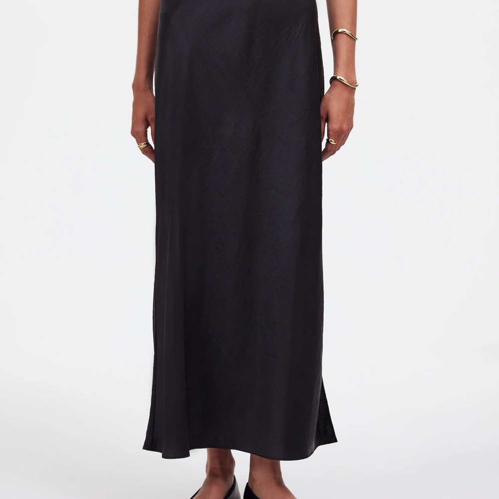 Madewell Satin Black Maxi Skirt